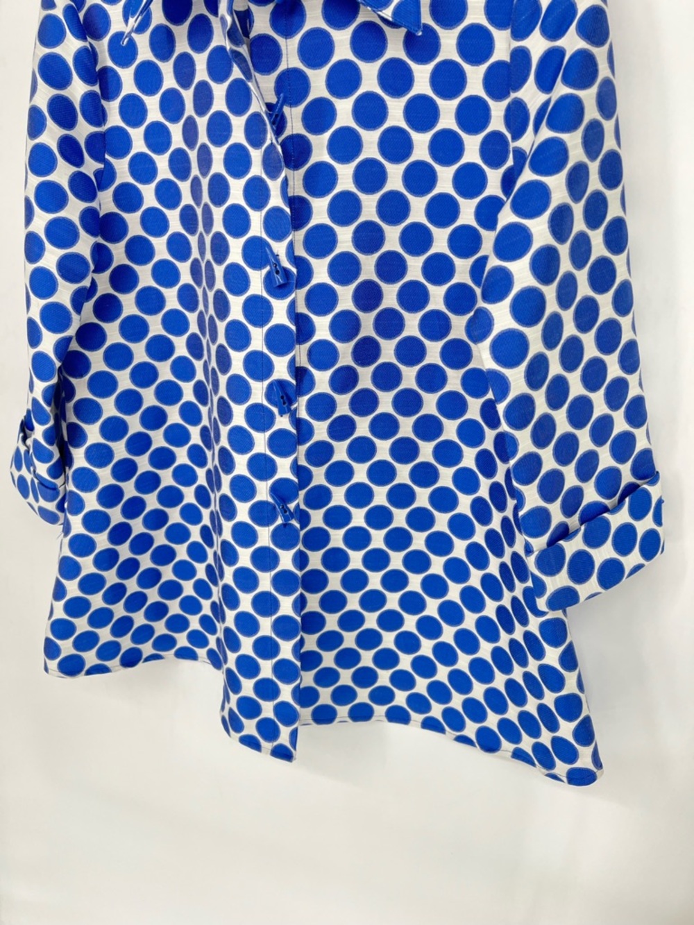 Bala Bala Jacket‎ Coat Lightweight Festive Polka Dot Blue Swing Jacket Toggle - Picture 3 of 13